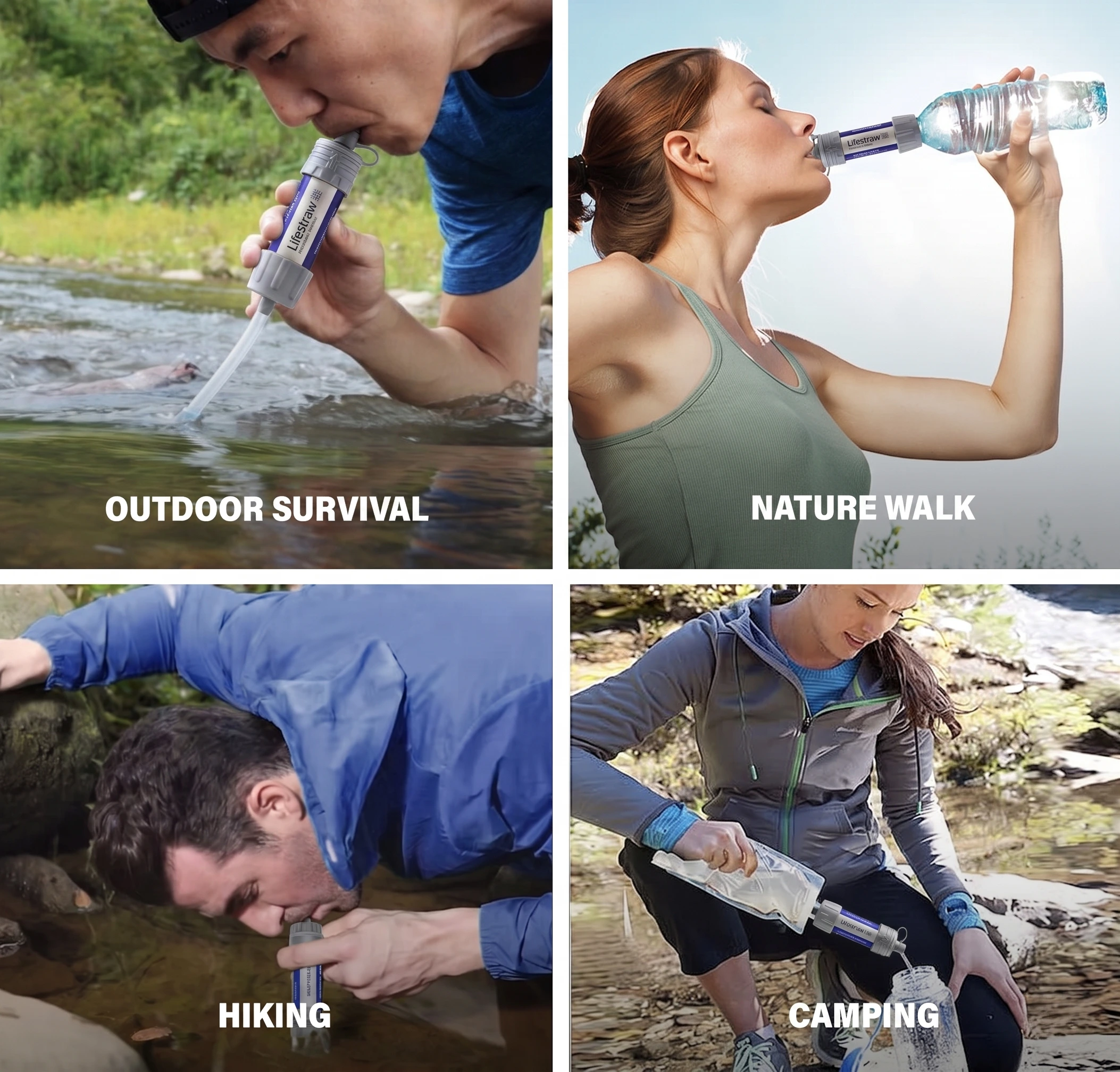Survival Sip used at home, camping, hiking and in emergencies